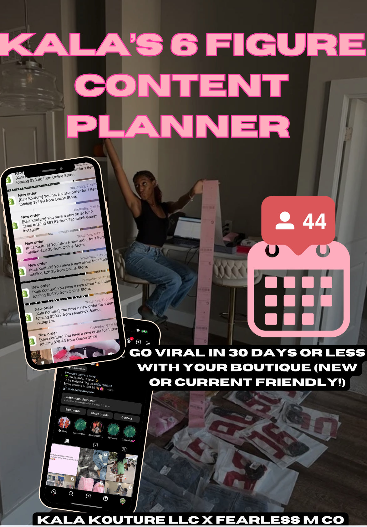 Kala's 6 FIGURE Content Calendar: TIMES TO POST, REELS/TIKTOKS, CONTENT FOR 30 DAYS