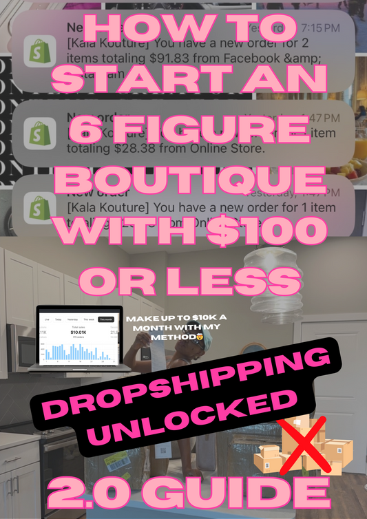 2.0 GUIDE: HOW TO START A 6 FIGURE BOUTIQUE WITH $100 OR LESS: DROPSHIPPING UNLOCKED